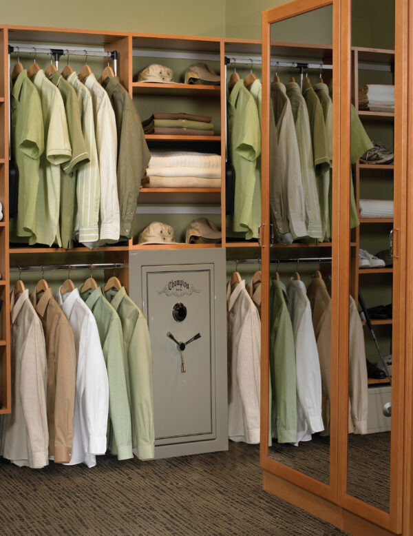 Closet with Champion Safe Co gun safe installed